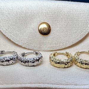 14k gold plated hoop earring in silver & gold color Hypoallergenic with pouch